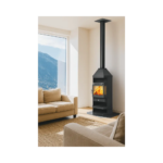 ESTUFA DE LEÑA LINAM ESQUINA CON LEÑERO INFERIOR EIDER BIOMASA