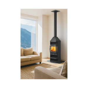 ESTUFA DE LEÑA LINAM ESQUINA CON LEÑERO INFERIOR EIDER BIOMASA