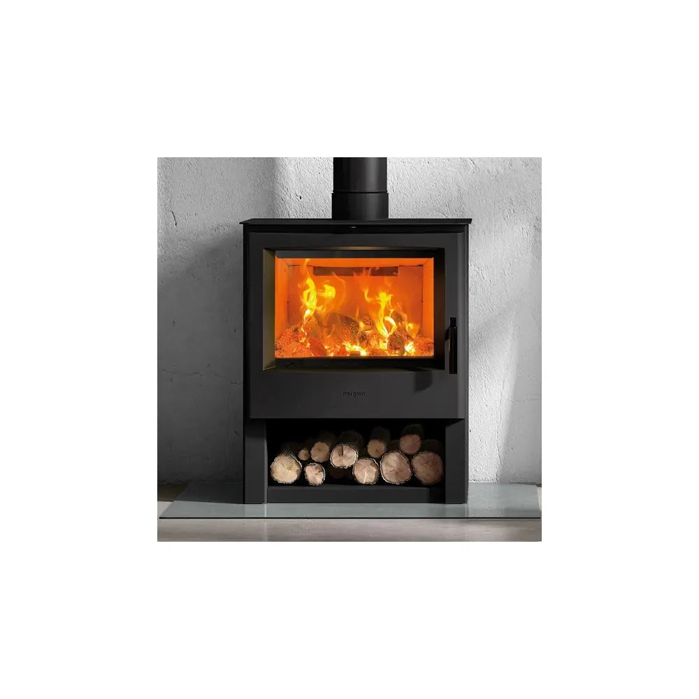 ESTUFA LEÑA EB-1 SE DE ACERO PINTADO Y PUERTA HIERRO FUNDIDO NEGRO HERGOM